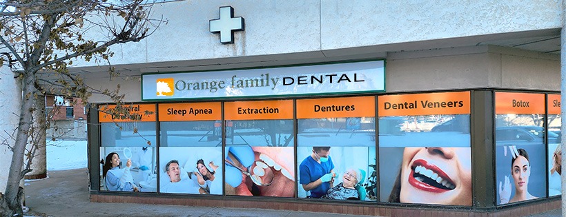 Orange Family Dental Exterior Building Entrance Heritage Plaza SE Macleod Trail Calgary